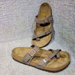 Birkenstock Mayari Unisex Size EU 38 US L7 M5 R Mocha Birko-Flor Slide Sandals.